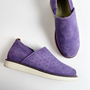 Gudrun Sjoden Women's Loafer Purple Suede Polka Dot Slip On Sneakers Size 7.5-8